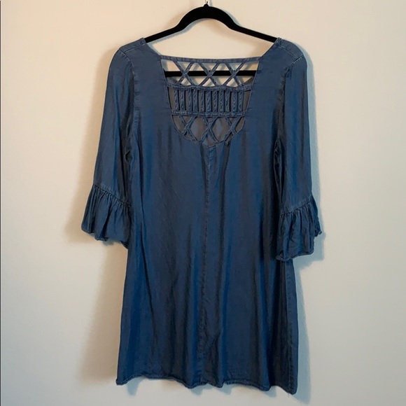 Denim-Like Cotton Shift Dress Size M - Picture 2 of 2